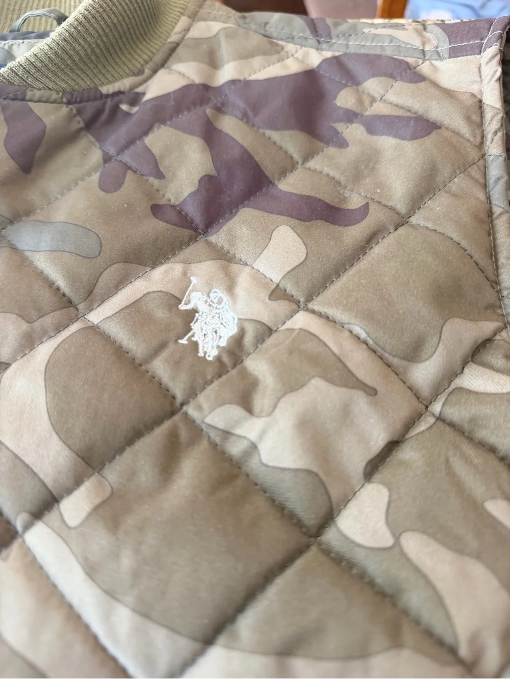U.S. Polo Assn. Quilted Camouflage Field Jacket in Olive and Brown